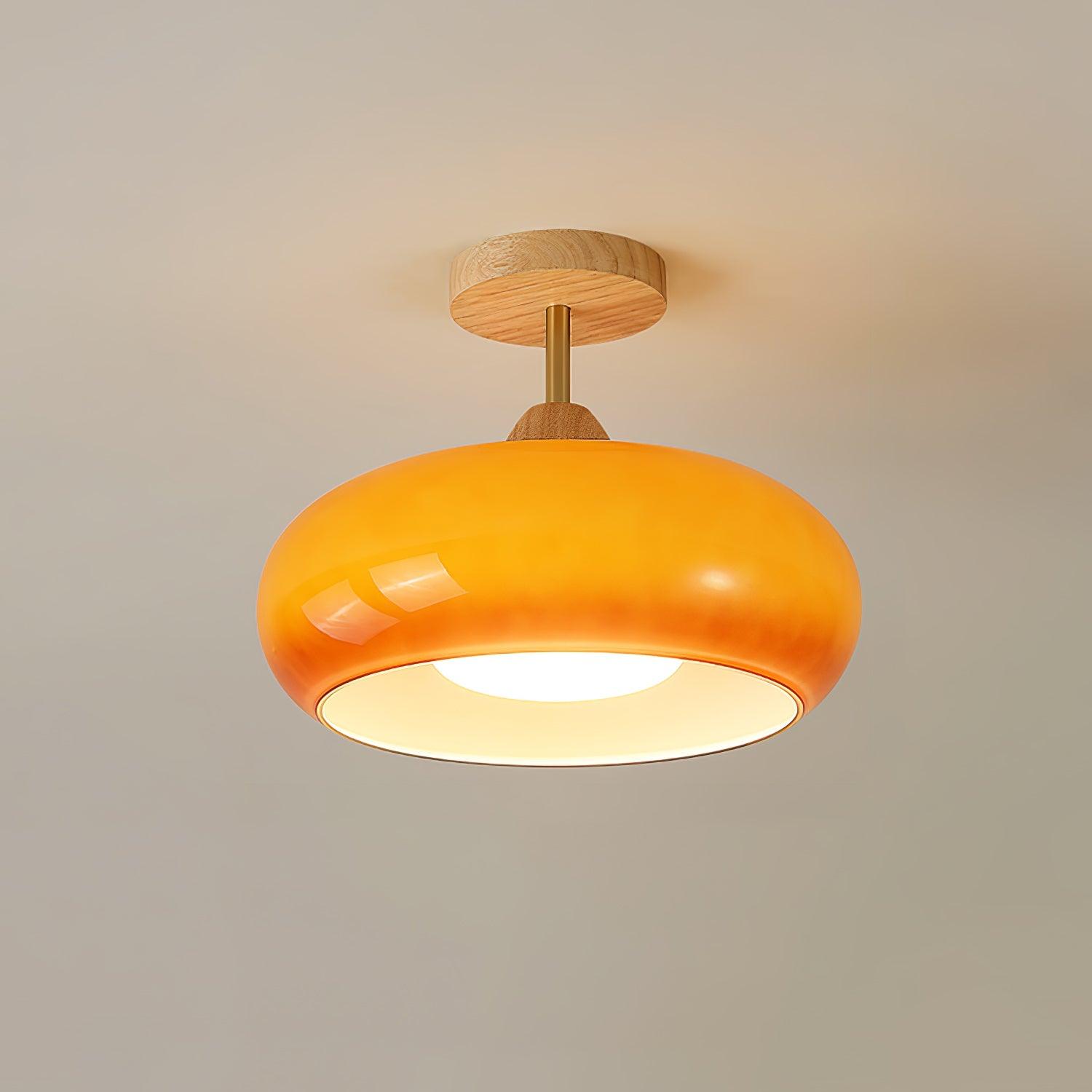 Charlotte Flush Mount Ceiling Light Glass Wood &Orange&White - Neutralighting