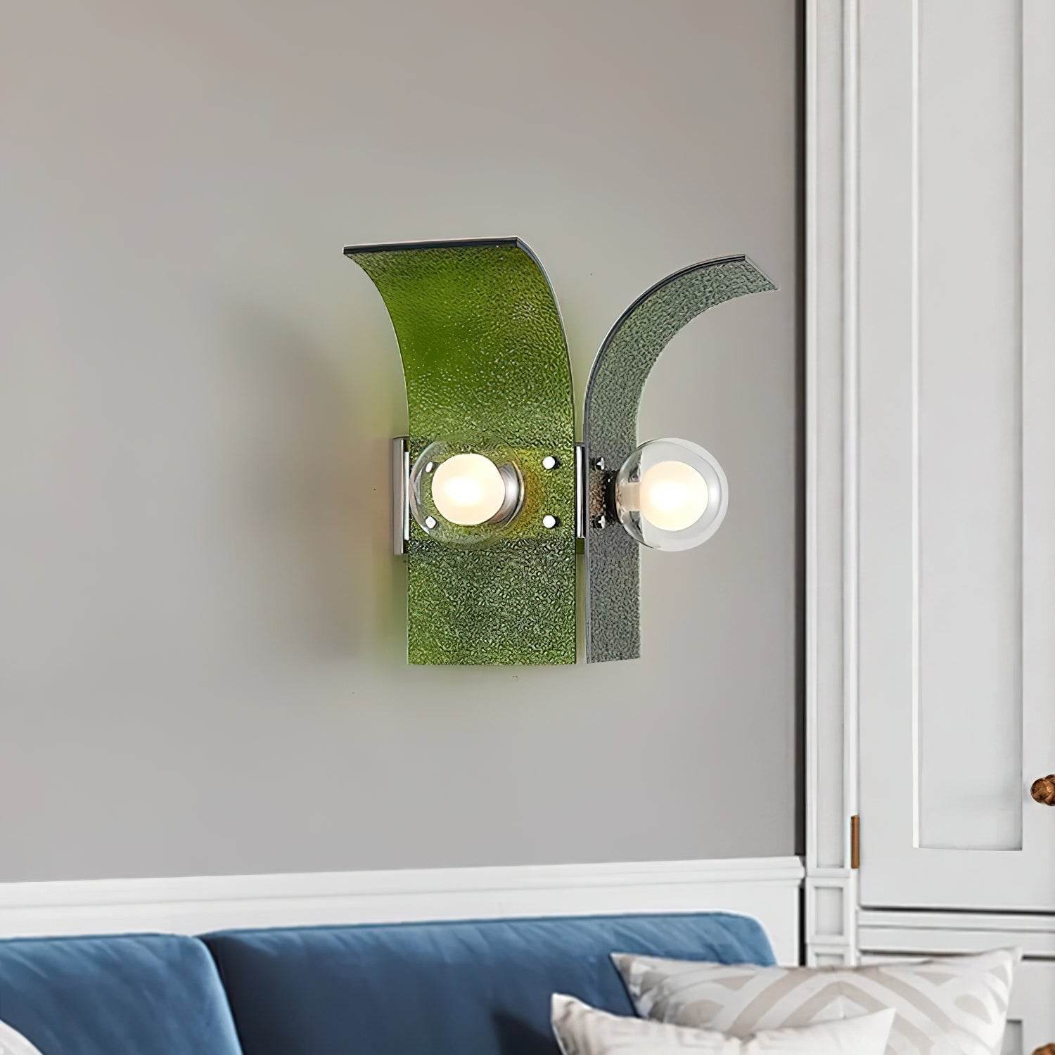 Wall Light Textured Glass Panels Dual Globes - Neutralighting