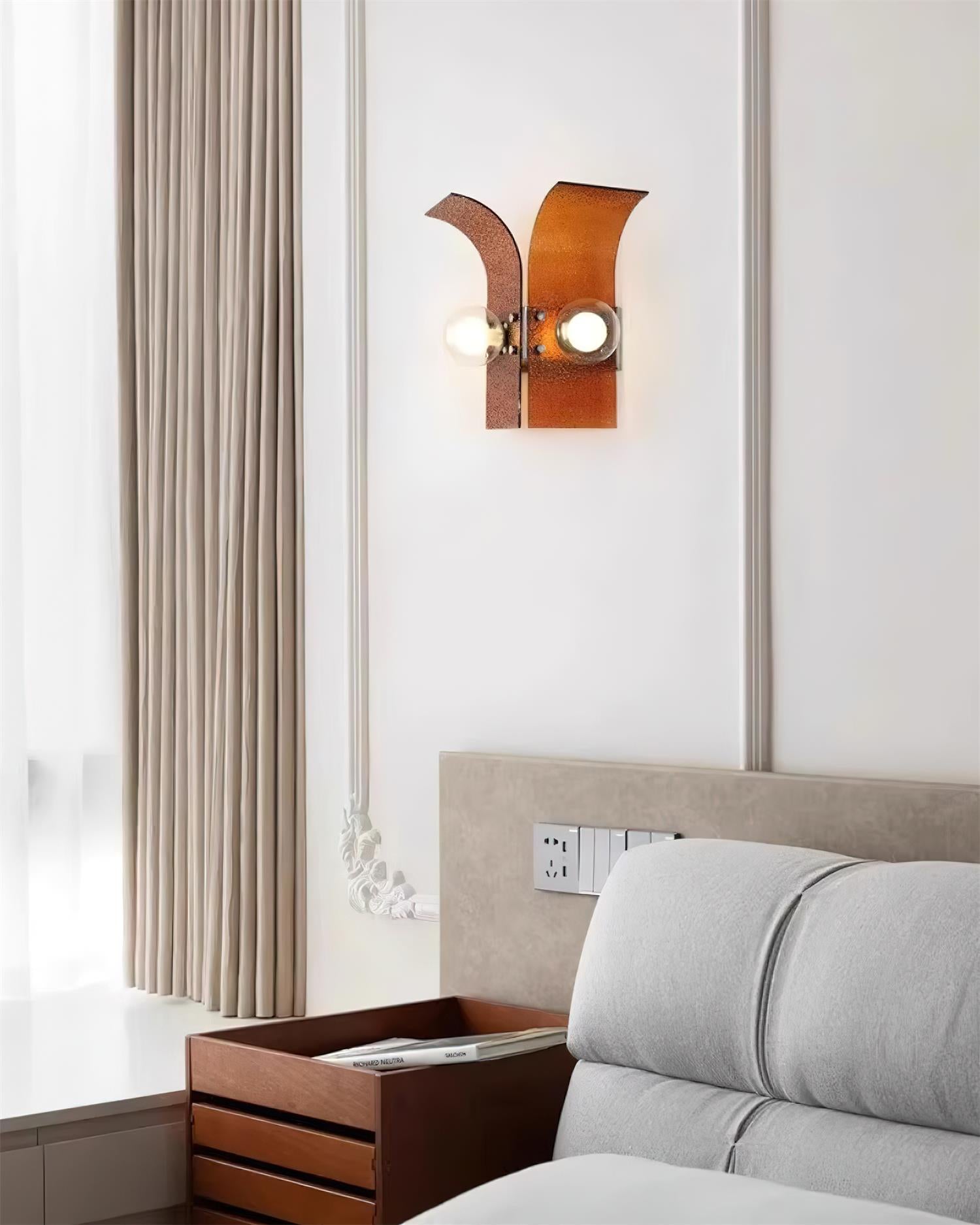 Wall Light Textured Glass Panels Dual Globes - Neutralighting