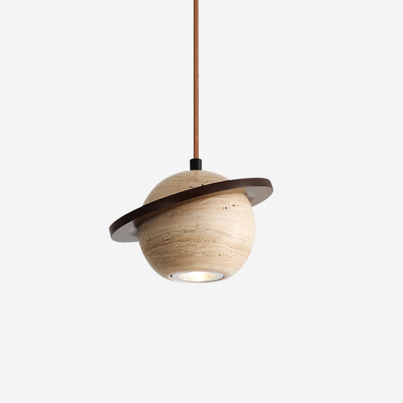 Pendant Light Travertine Planet Walnut Wood Ambient Minimalist - Neutralighting