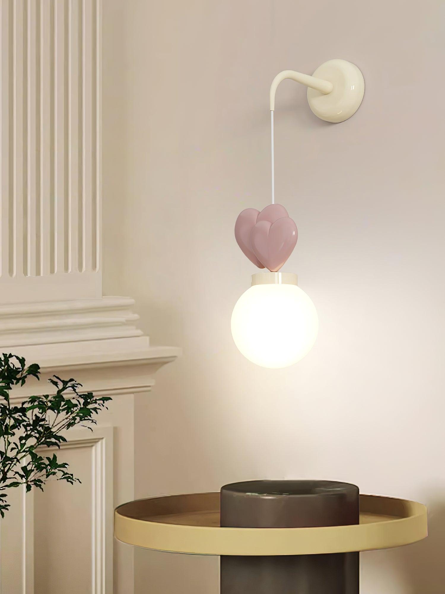 Wall Lamp Resin Heart Cluster Glass Globe Metal Mount Romantic - Neutralighting