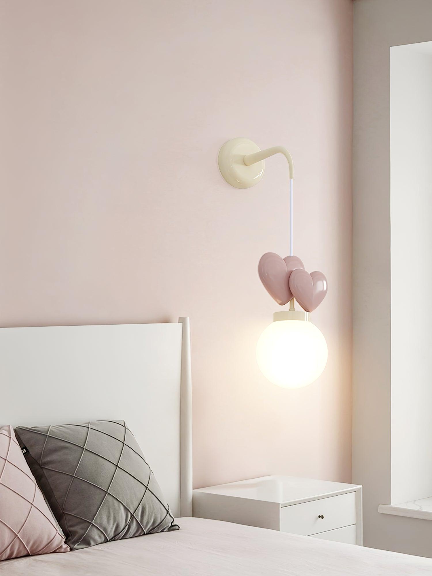 Wall Lamp Resin Heart Cluster Glass Globe Metal Mount Romantic - Neutralighting