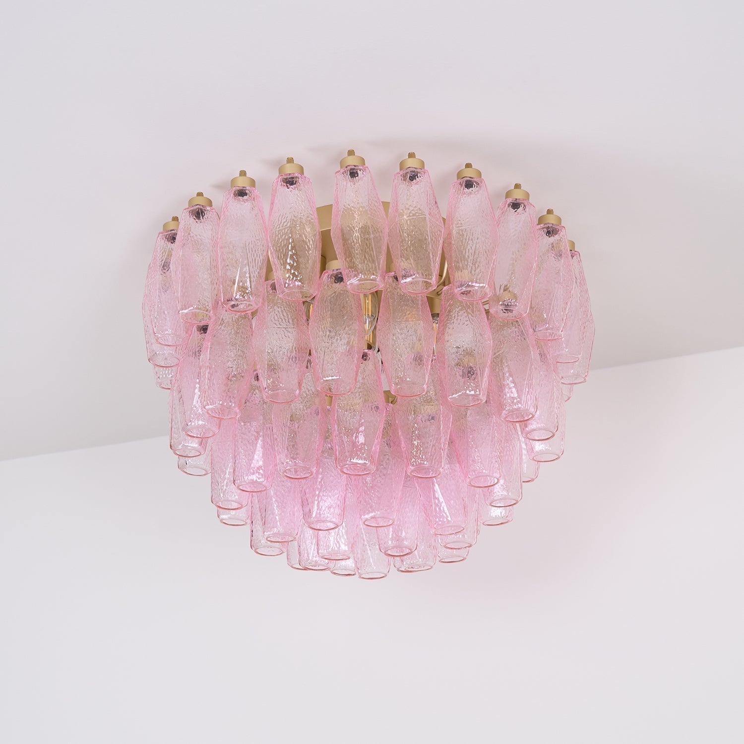 Aurora Ceiling Lamp Poliedri Pink Murano Glass Layered Flush Mount
