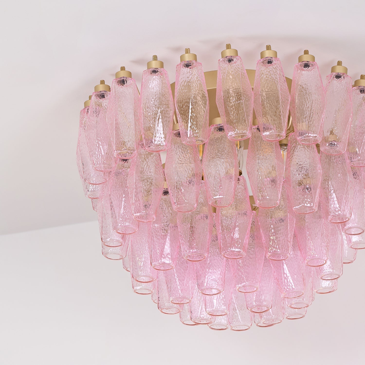 Aurora Ceiling Lamp Poliedri Pink Murano Glass Layered Flush Mount