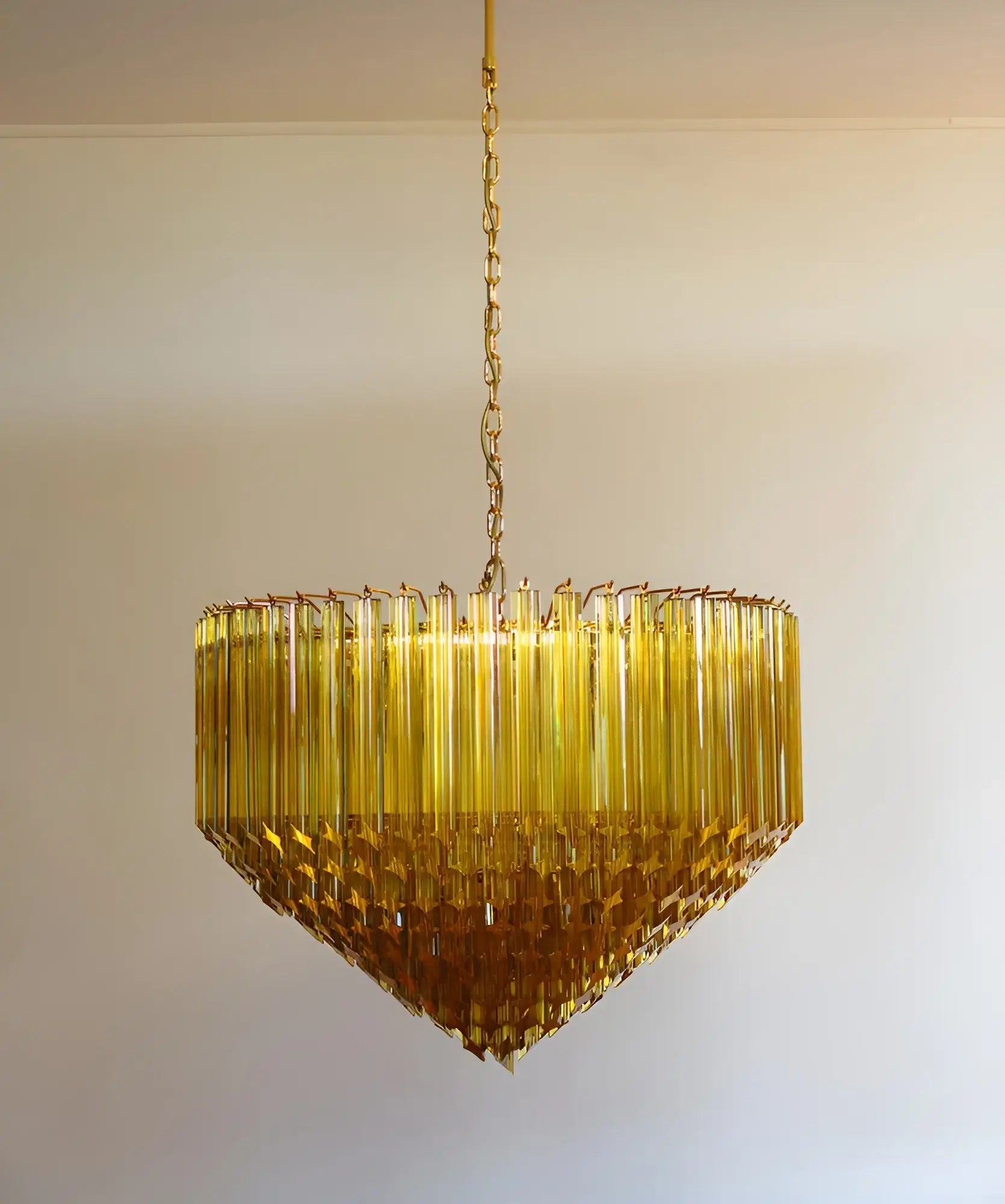 Aurora Chandelier Amber Murano Glass Prism Grand Art