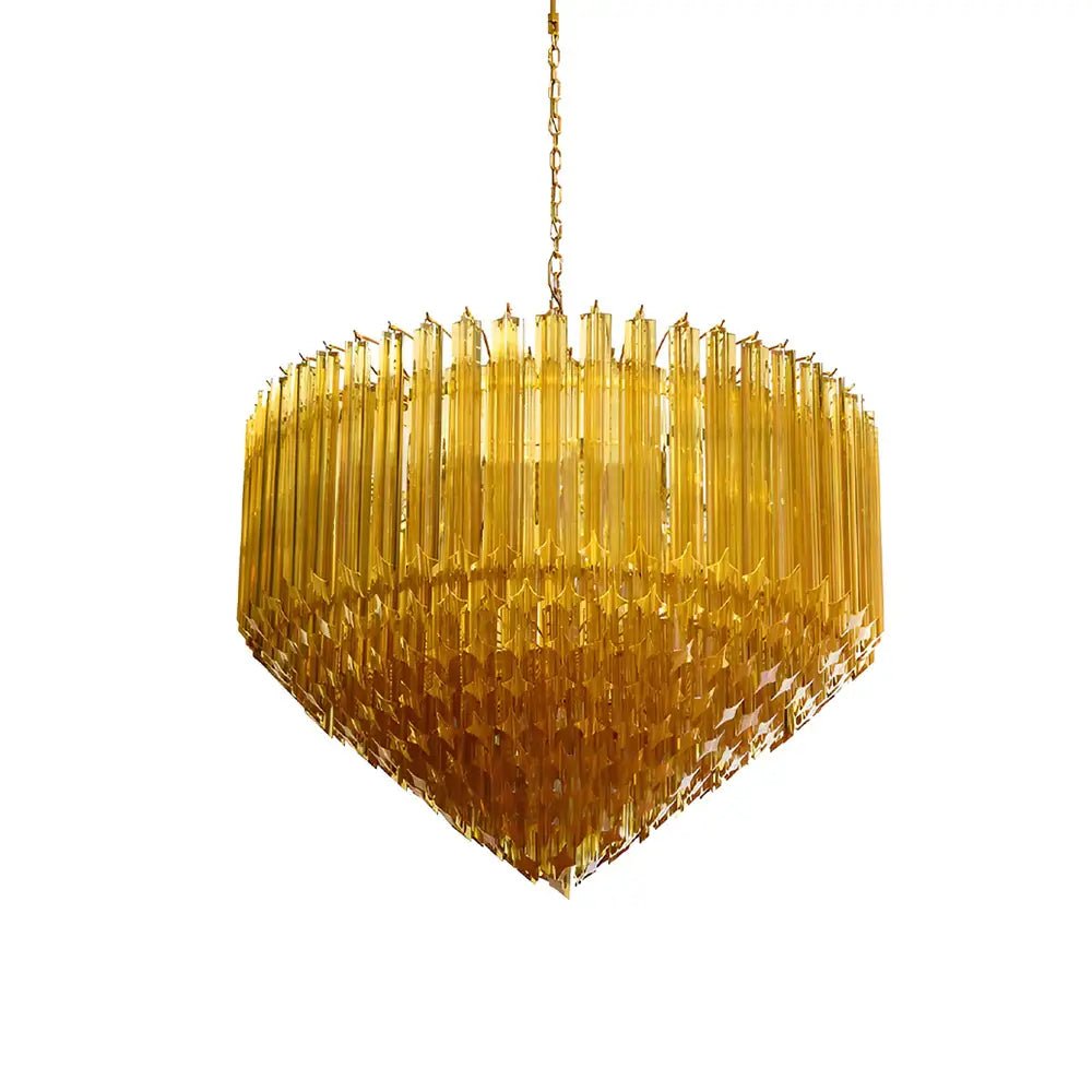 Aurora Chandelier Amber Murano Glass Prism Grand Art