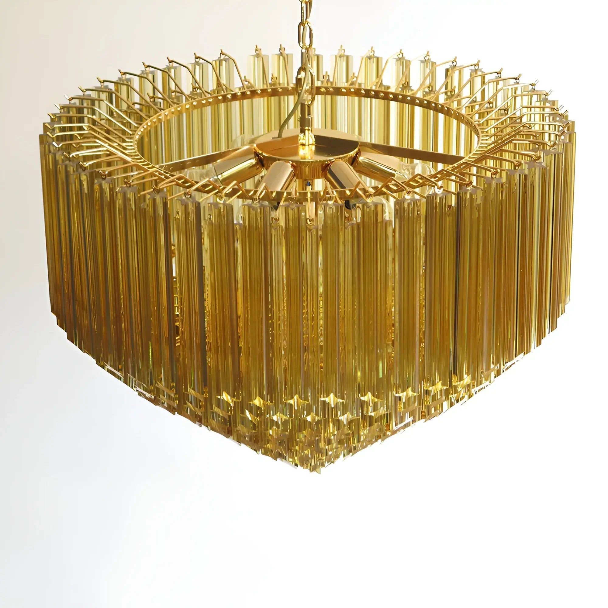 Aurora Chandelier Amber Murano Glass Prism Grand Art