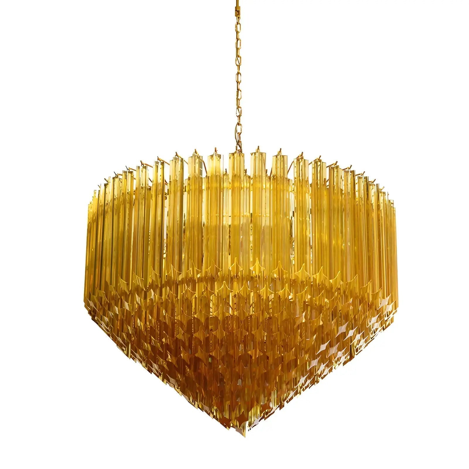 Aurora Chandelier Amber Murano Glass Prism Grand Art