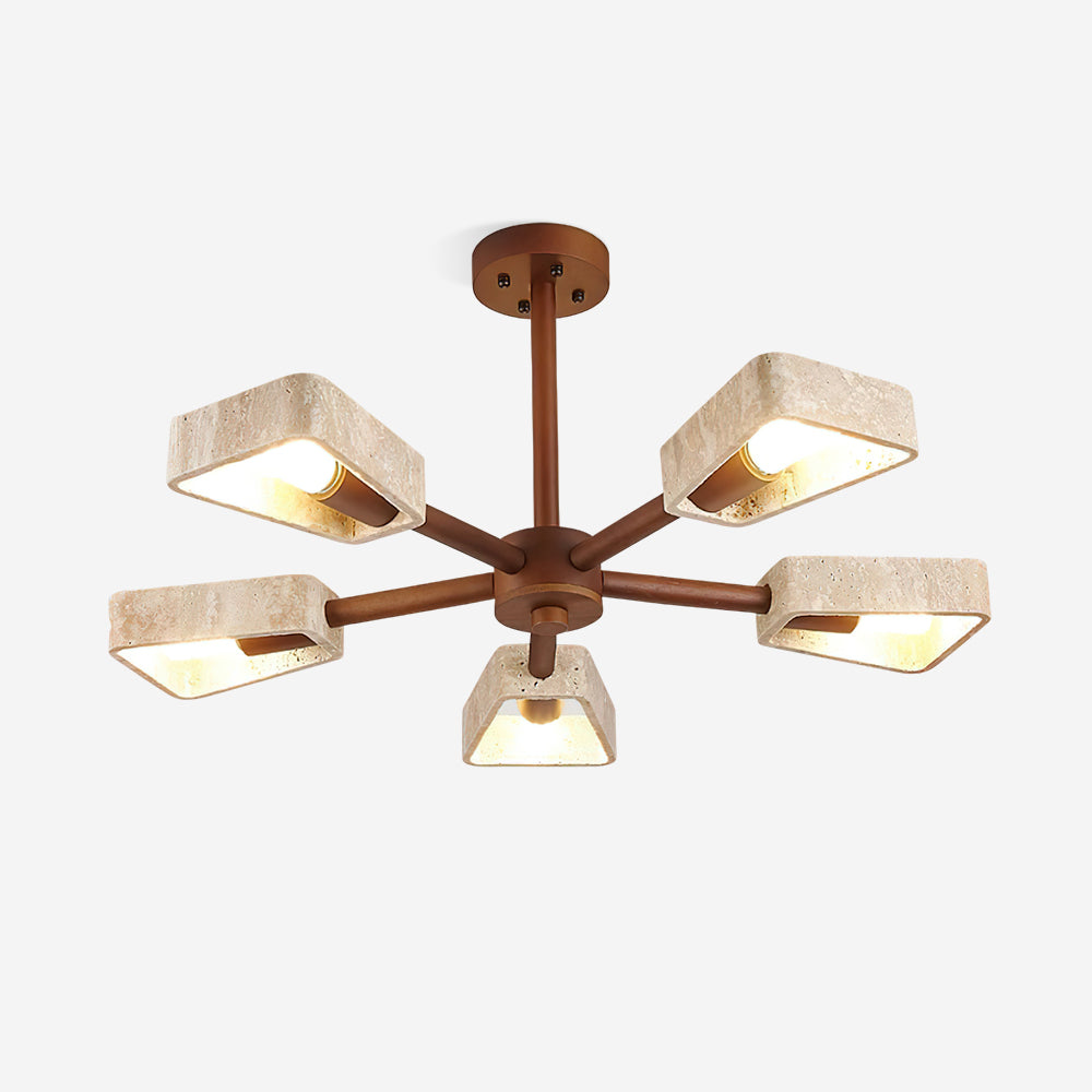 Feyno Travertine & Wood Ceiling Light - Neutralighting