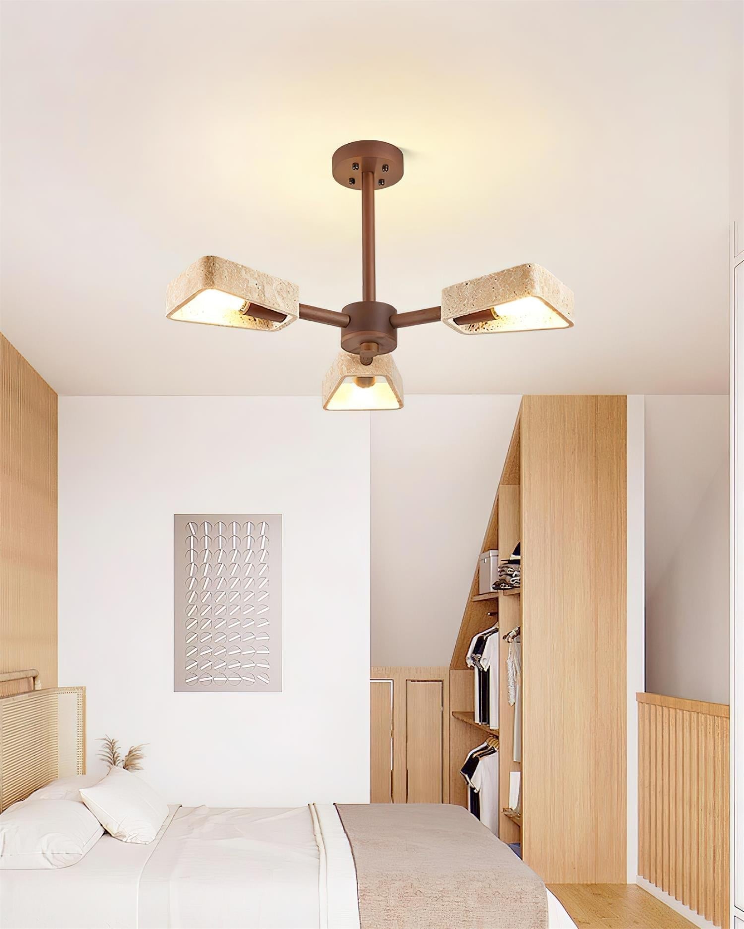 Feyno Travertine & Wood Ceiling Light - Neutralighting