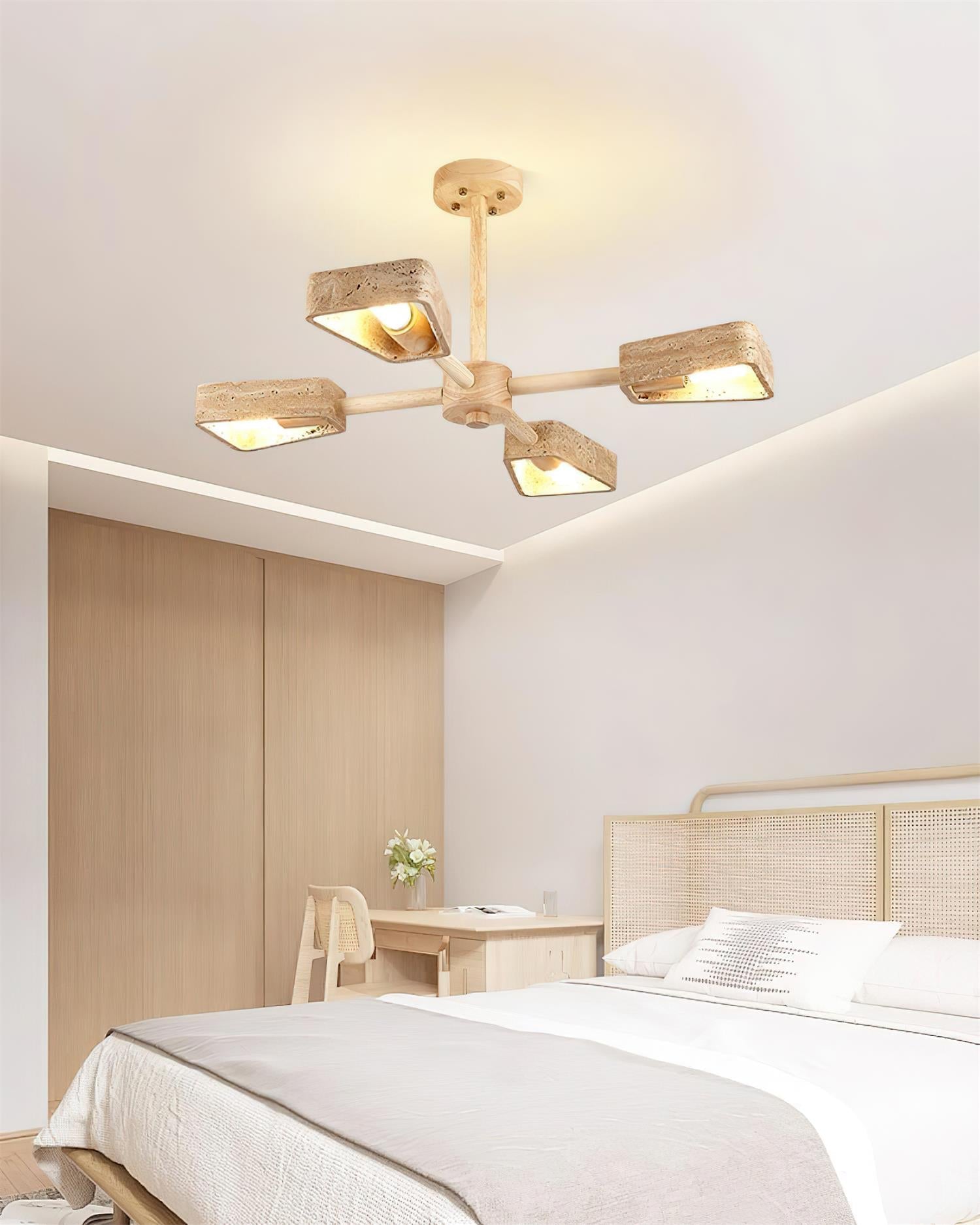 Feyno Travertine & Wood Ceiling Light - Neutralighting