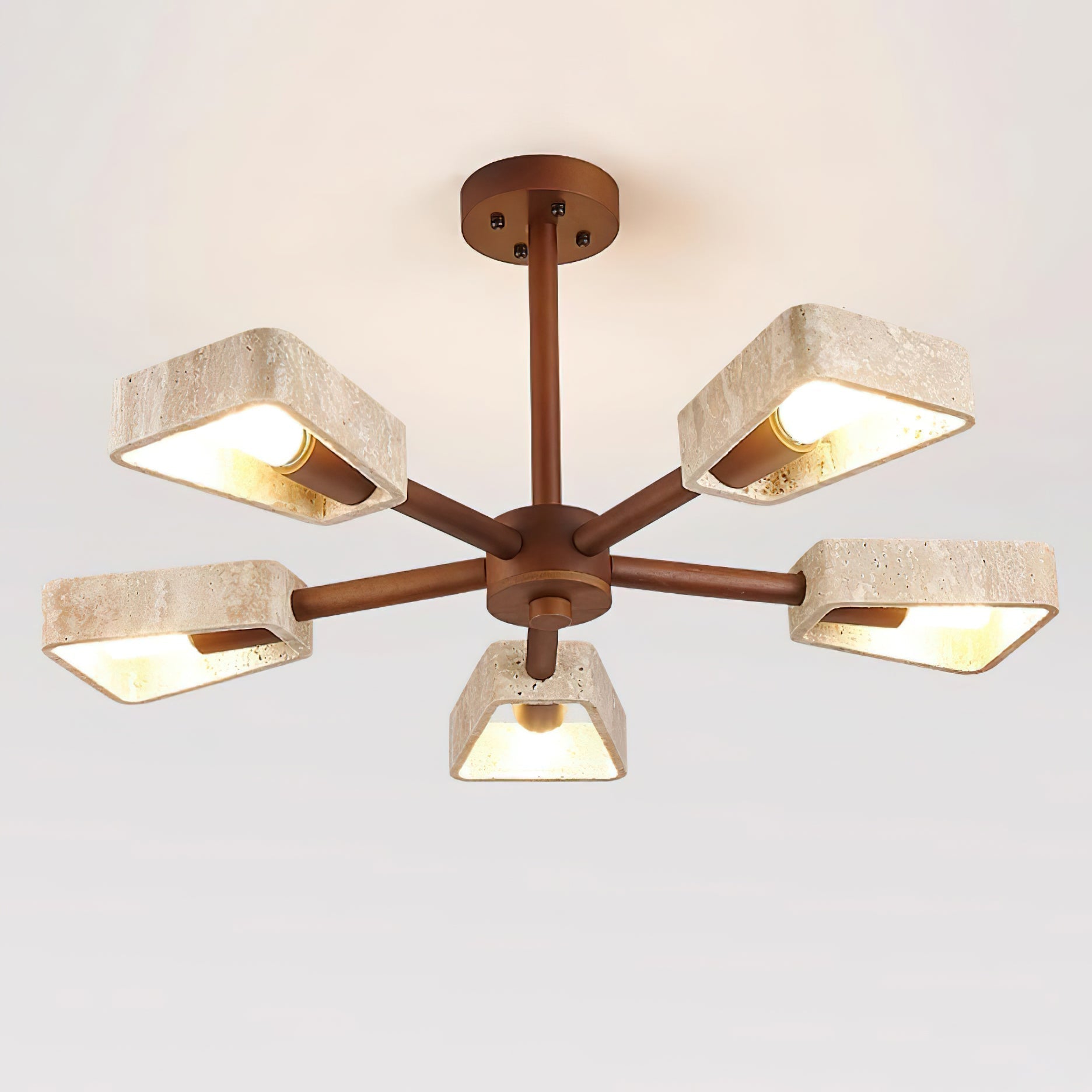 Feyno Travertine & Wood Ceiling Light - Neutralighting