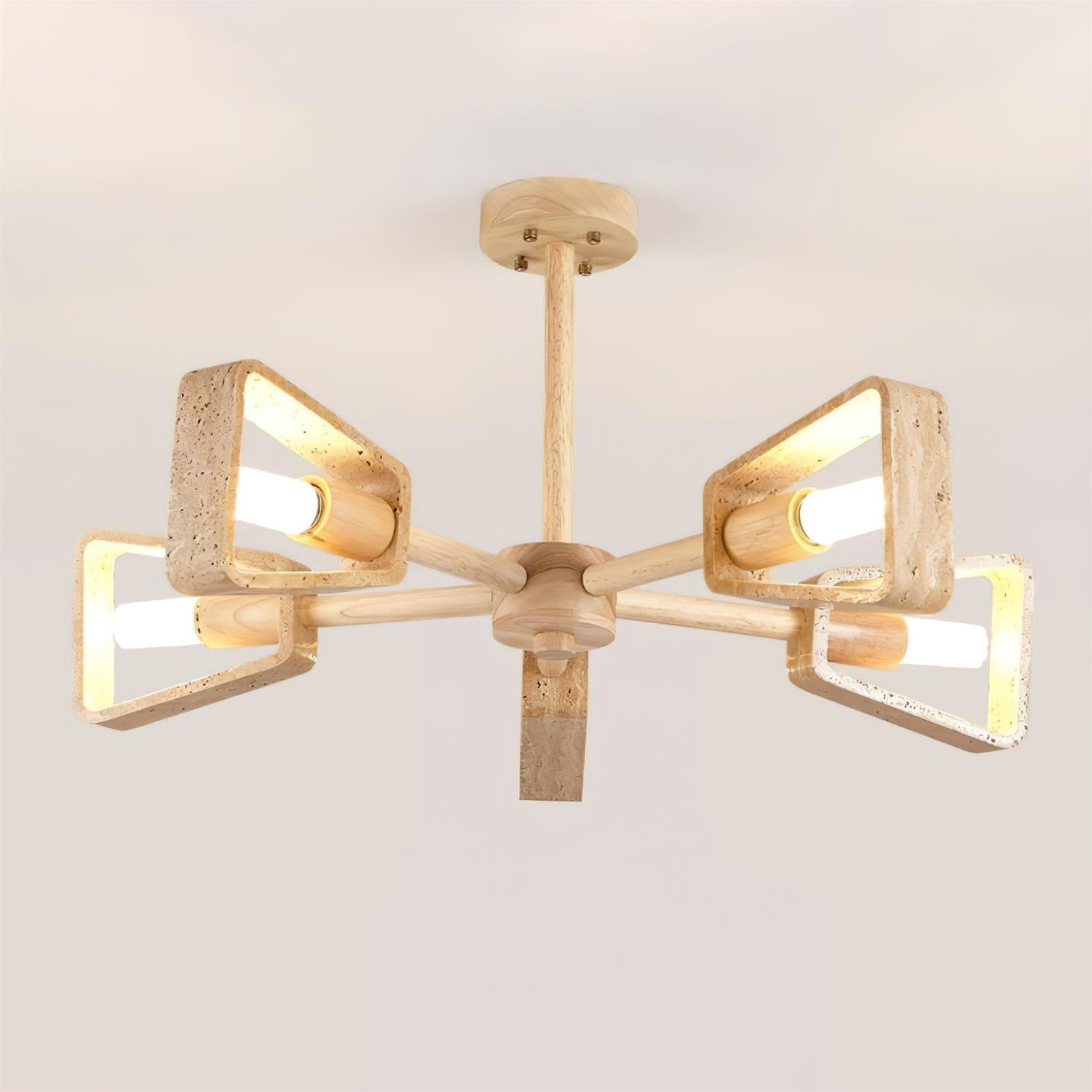 Feyno Travertine & Wood Ceiling Light - Neutralighting