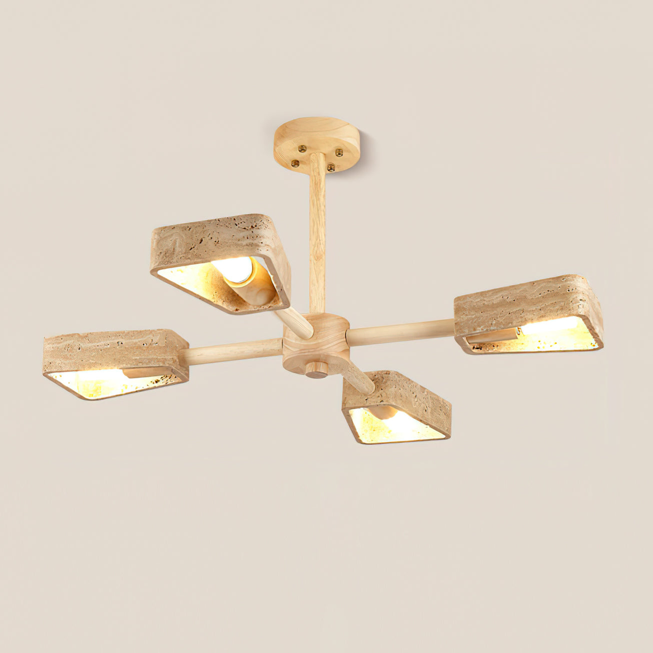 Feyno Travertine & Wood Ceiling Light - Neutralighting