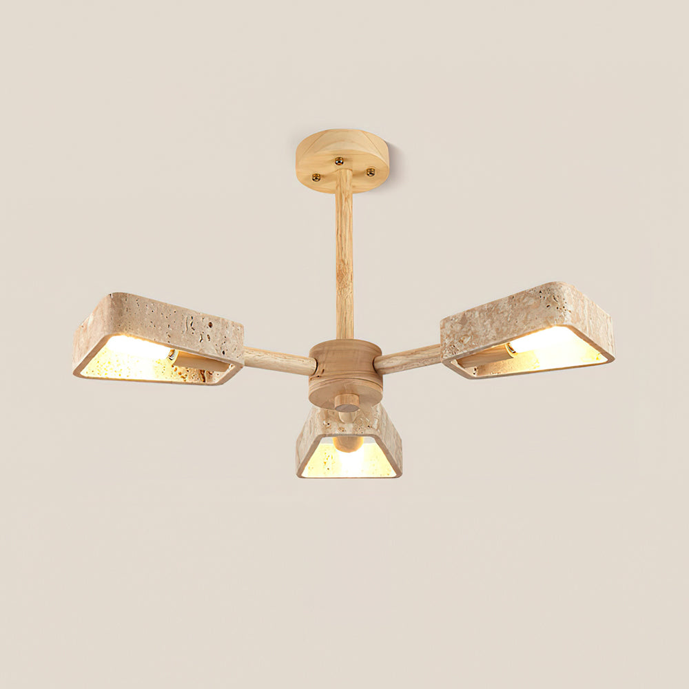 Feyno Travertine & Wood Ceiling Light - Neutralighting