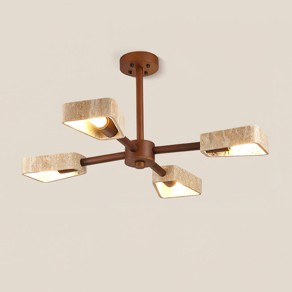Feyno Travertine & Wood Ceiling Light - Neutralighting
