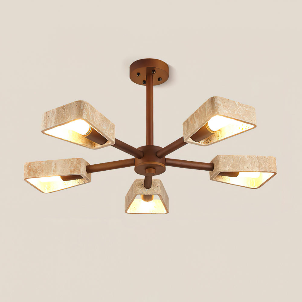Feyno Travertine & Wood Ceiling Light - Neutralighting