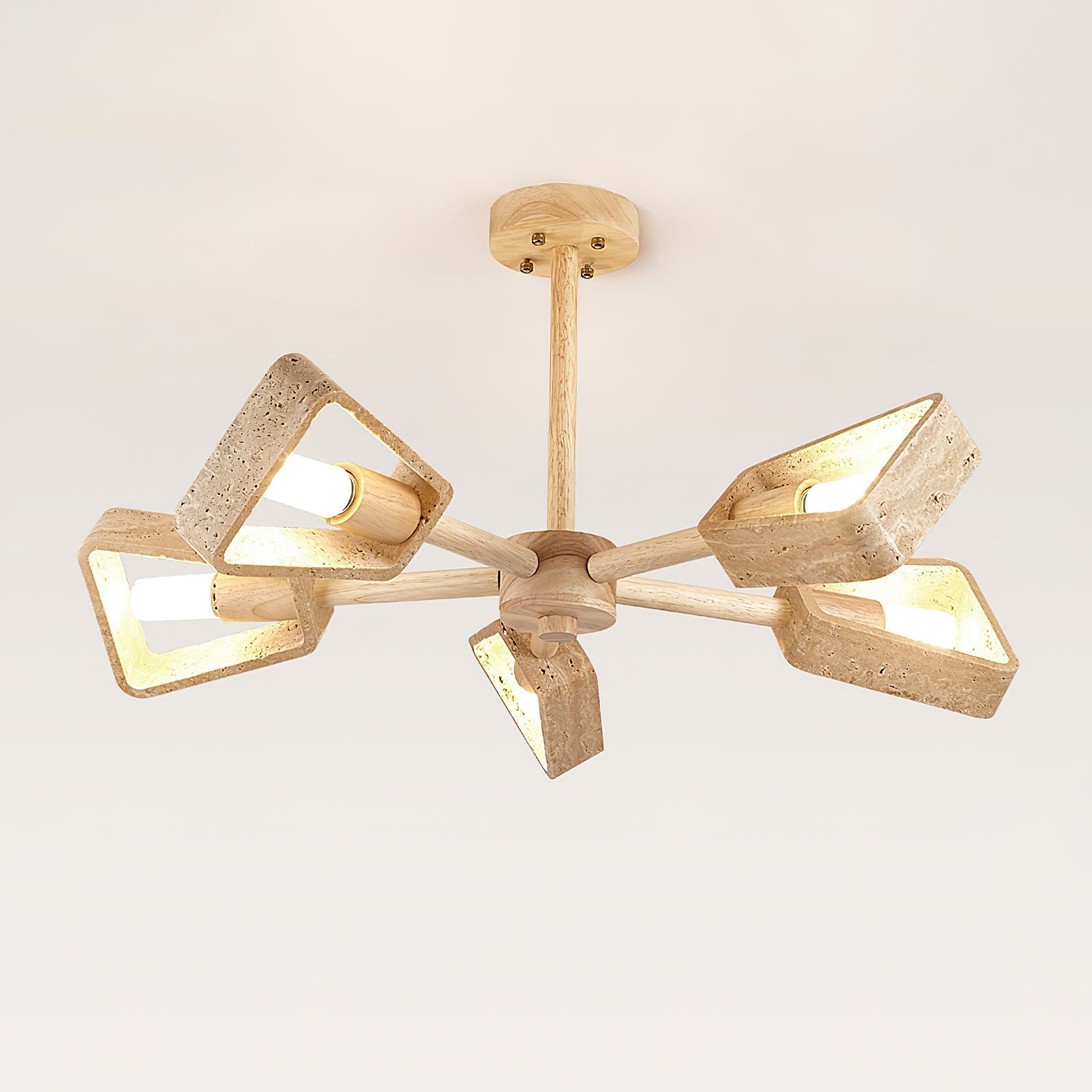Feyno Travertine & Wood Ceiling Light - Neutralighting