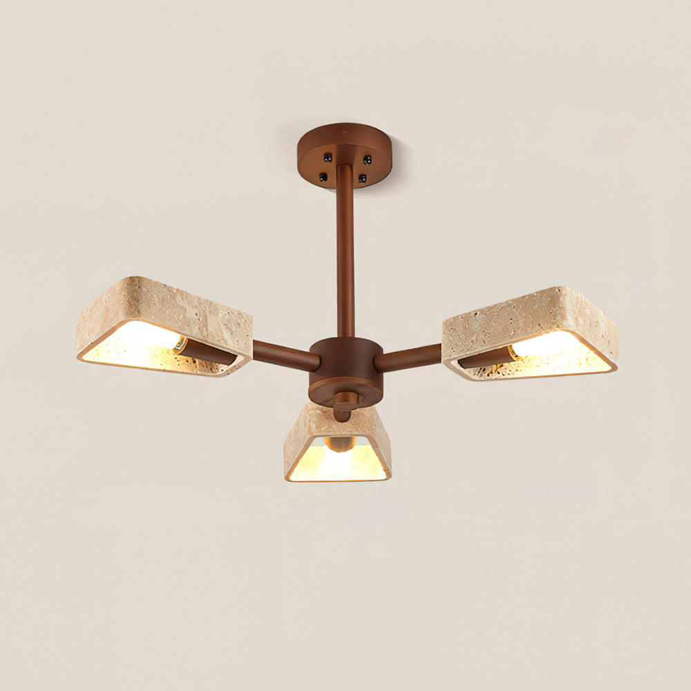 Feyno Travertine & Wood Ceiling Light - Neutralighting