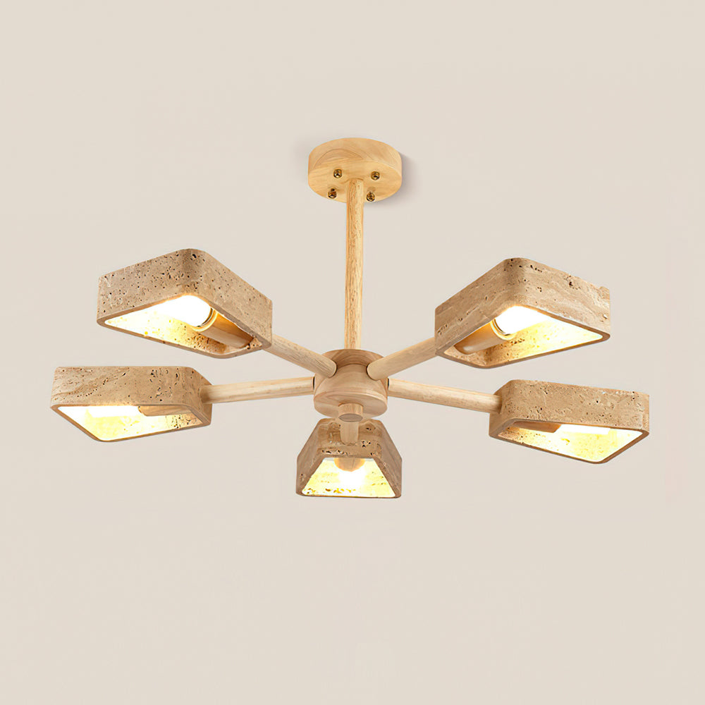 Feyno Travertine & Wood Ceiling Light - Neutralighting