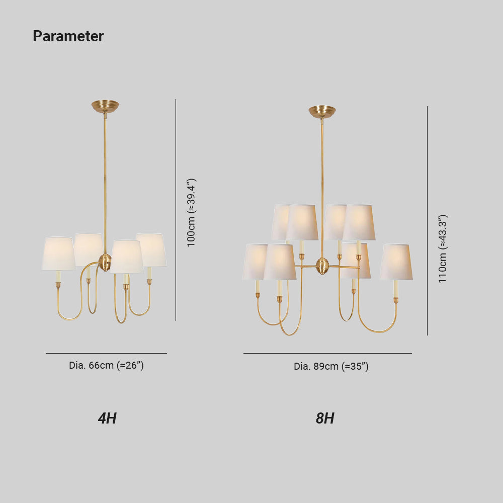 Talia Chandelier Luxury Brass Fabric - Neutralighting