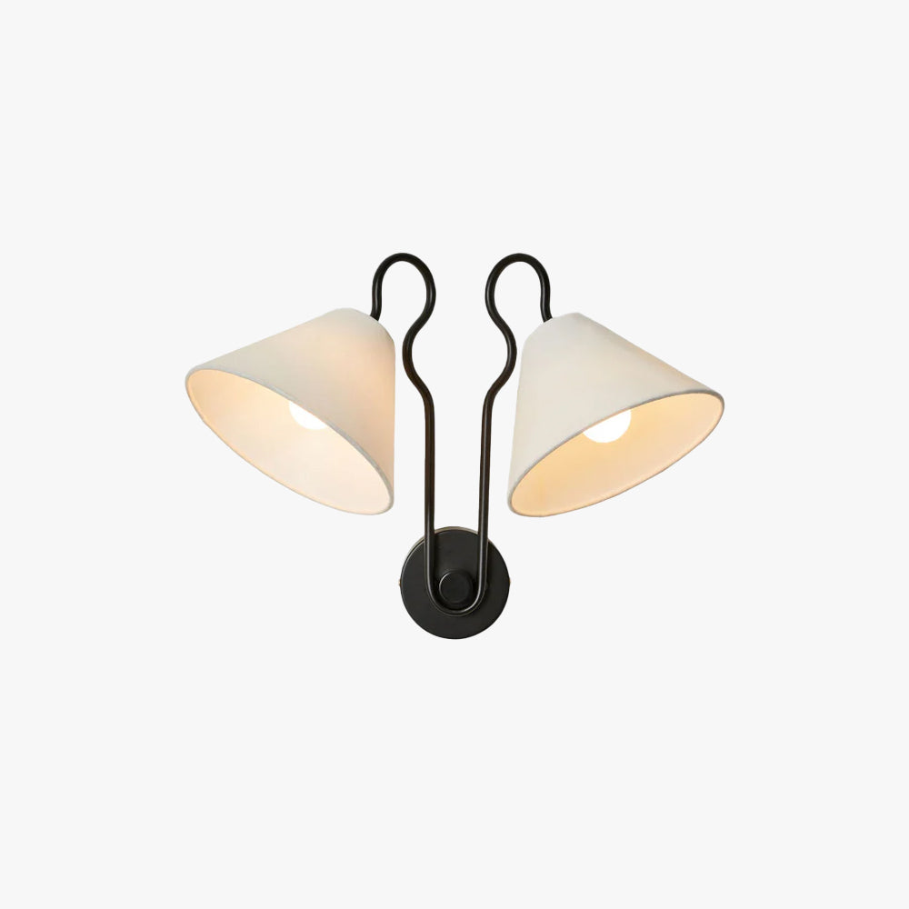 Walter Wall Lamp Double White Cone Shades Fabric - Neutralighting