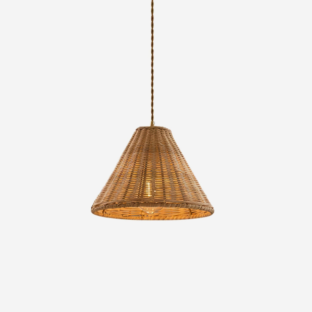 Pendant Lamp Rattan Shade and Metal Body Cone Shape Natural Minimalist - Neutralighting