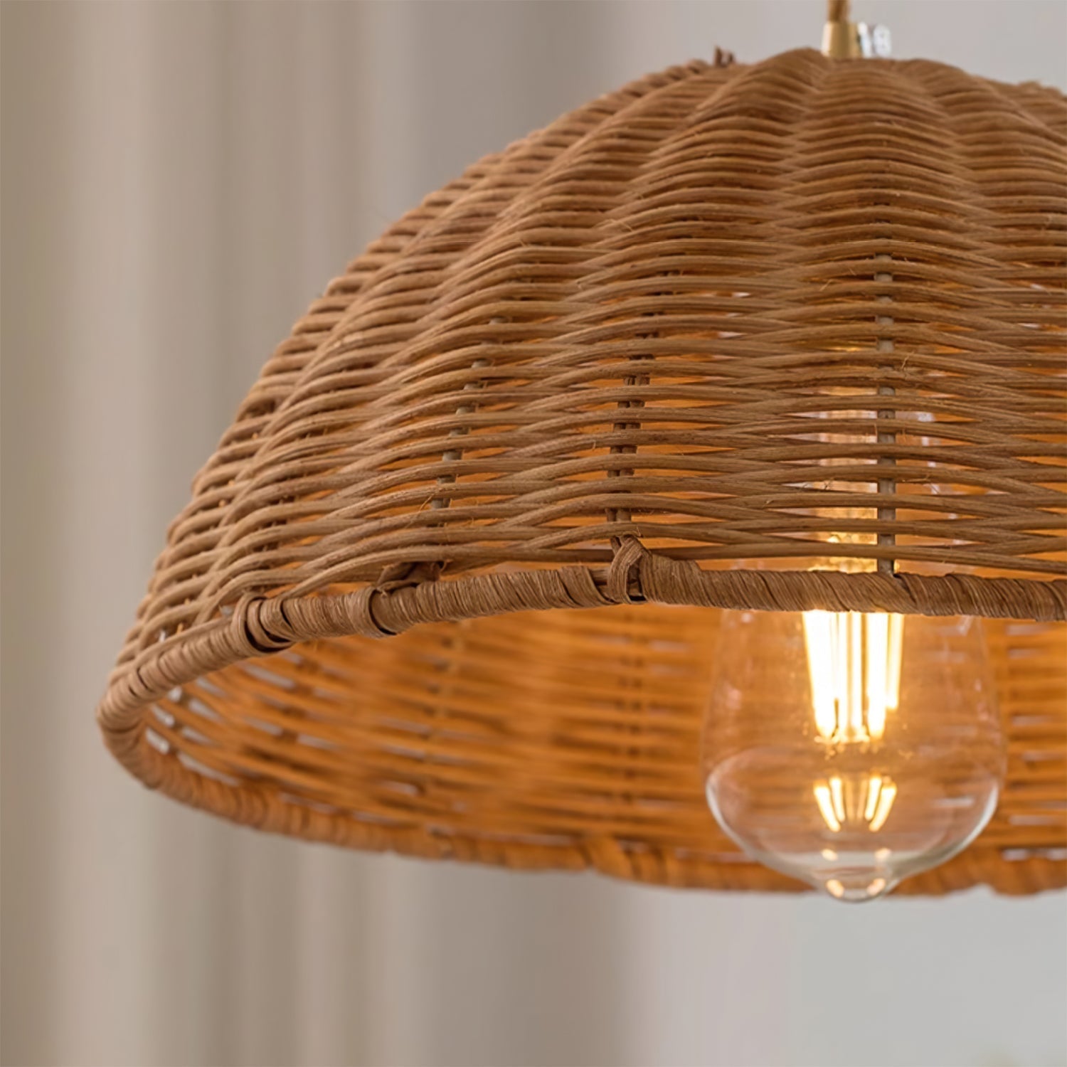 Pendant Lamp Rattan Shade and Metal Body Cone Shape Natural Minimalist - Neutralighting
