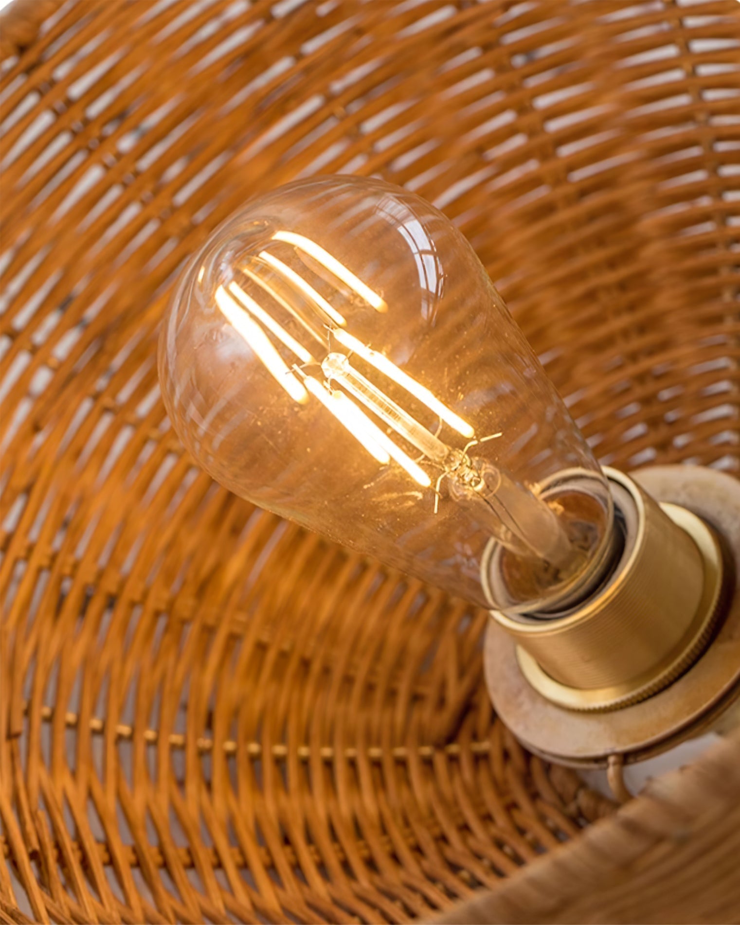 Pendant Lamp Rattan Shade and Metal Body Cone Shape Natural Minimalist - Neutralighting