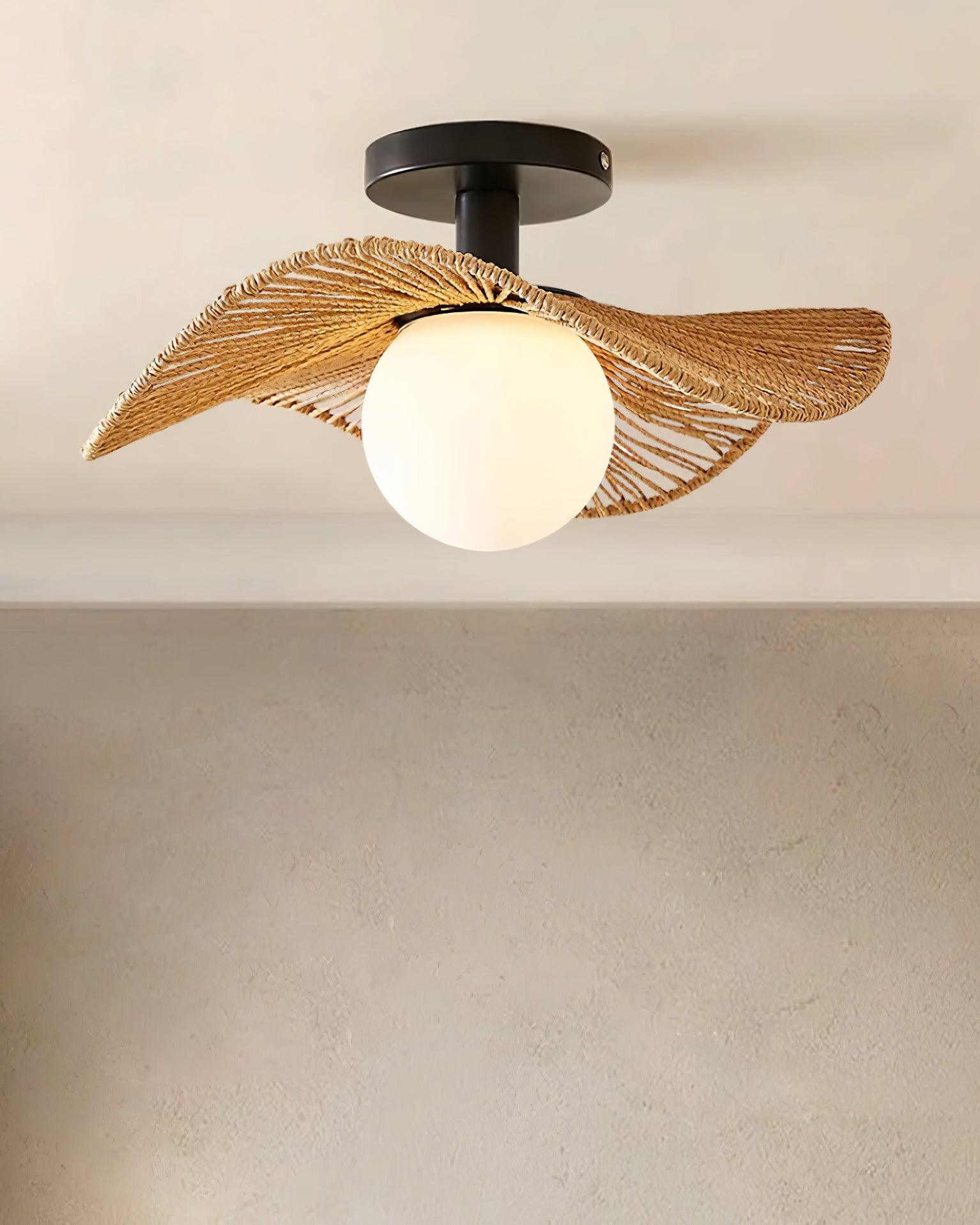 Fynora Woven Semi Flush Ceiling Light - Neutralighting