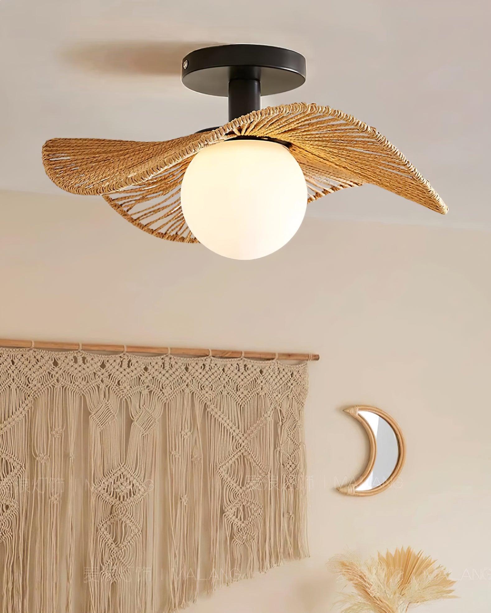 Fynora Woven Semi Flush Ceiling Light - Neutralighting