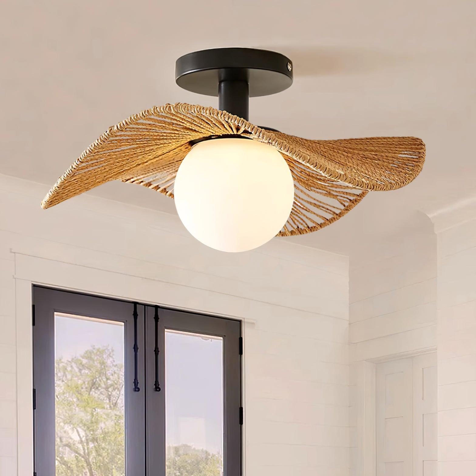 Fynora Woven Semi Flush Ceiling Light - Neutralighting