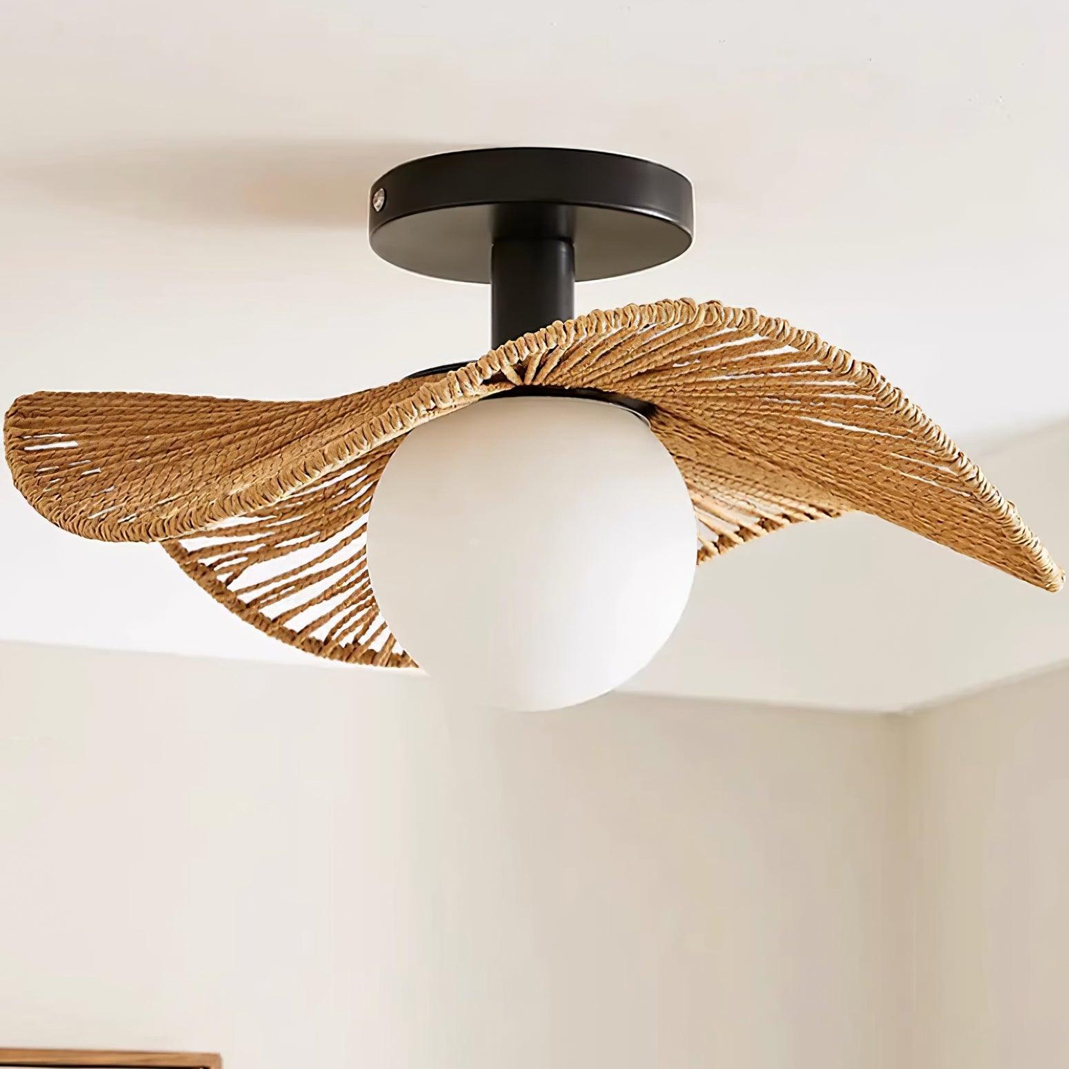 Fynora Woven Semi Flush Ceiling Light - Neutralighting