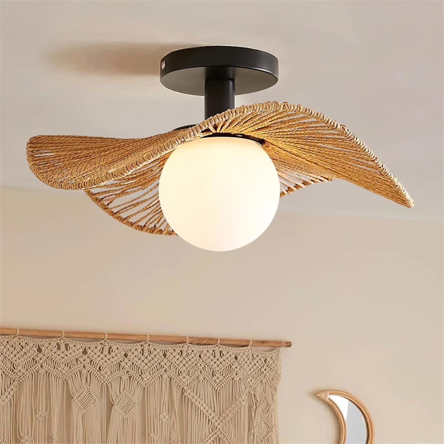 Fynora Woven Semi Flush Ceiling Light - Neutralighting