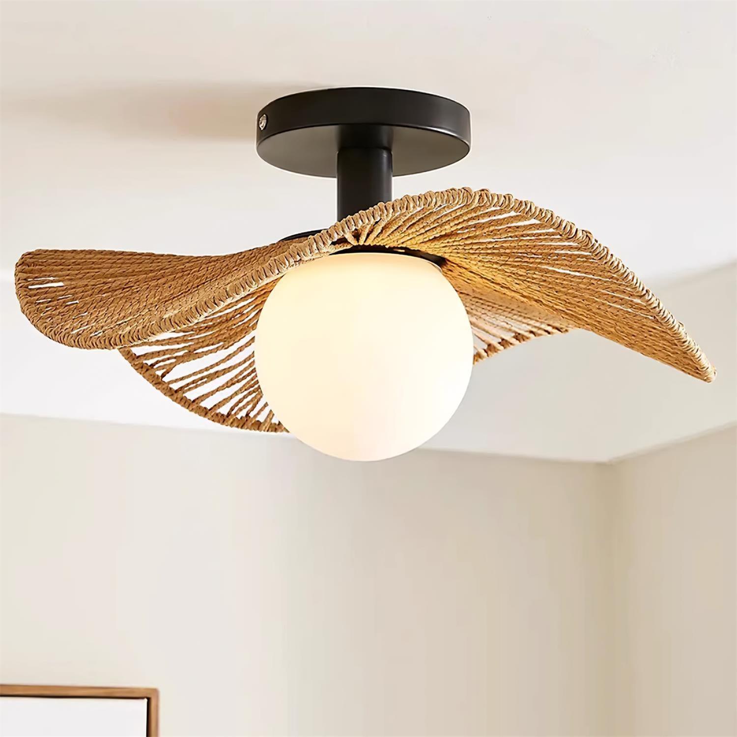 Fynora Woven Semi Flush Ceiling Light - Neutralighting