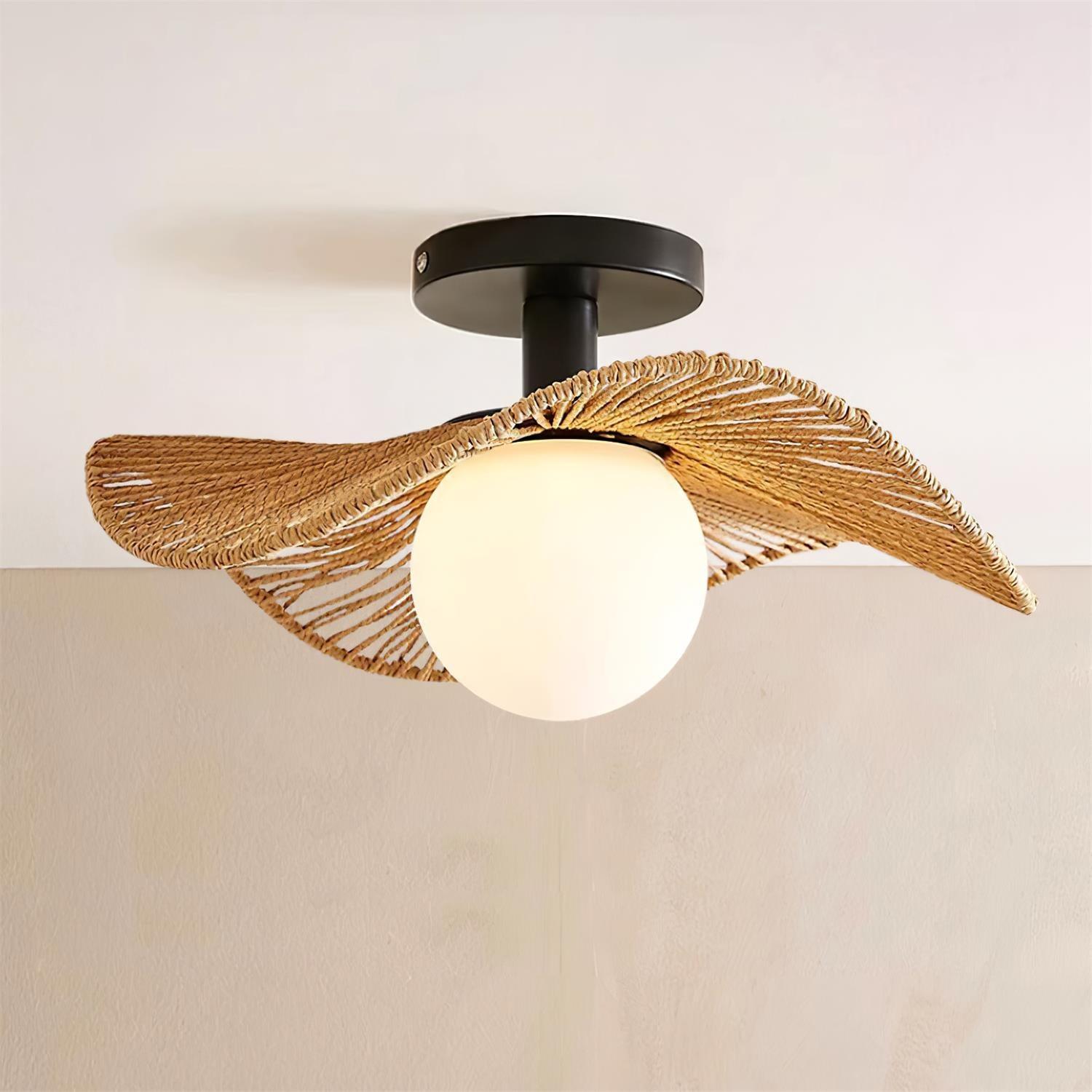 Fynora Woven Semi Flush Ceiling Light - Neutralighting
