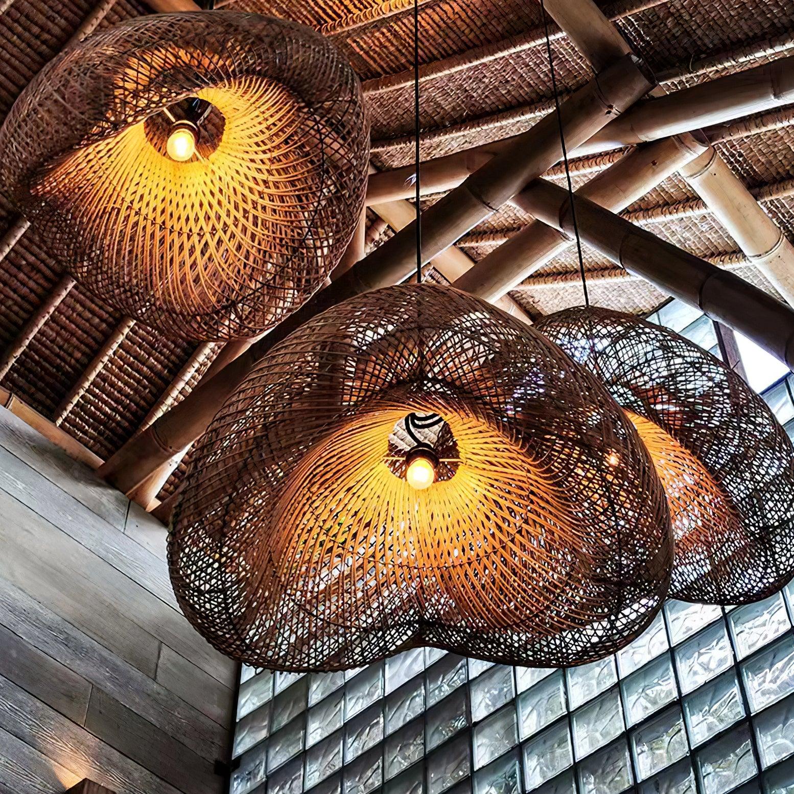 Juno Rustic Rattan Pendant Light Living Room - Neutralighting