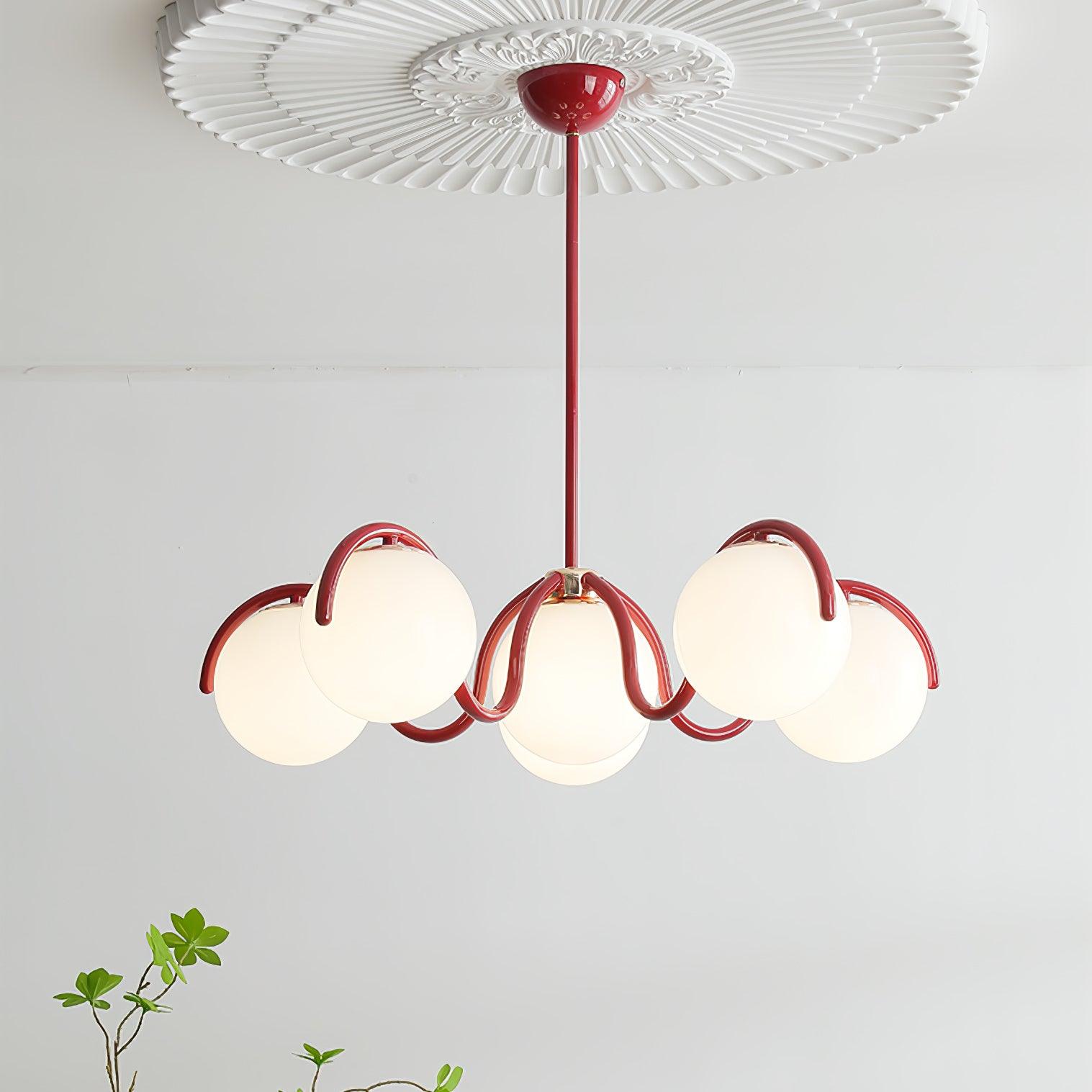 Pheva Curve Linear Chandelier Red&Silver - Neutralighting