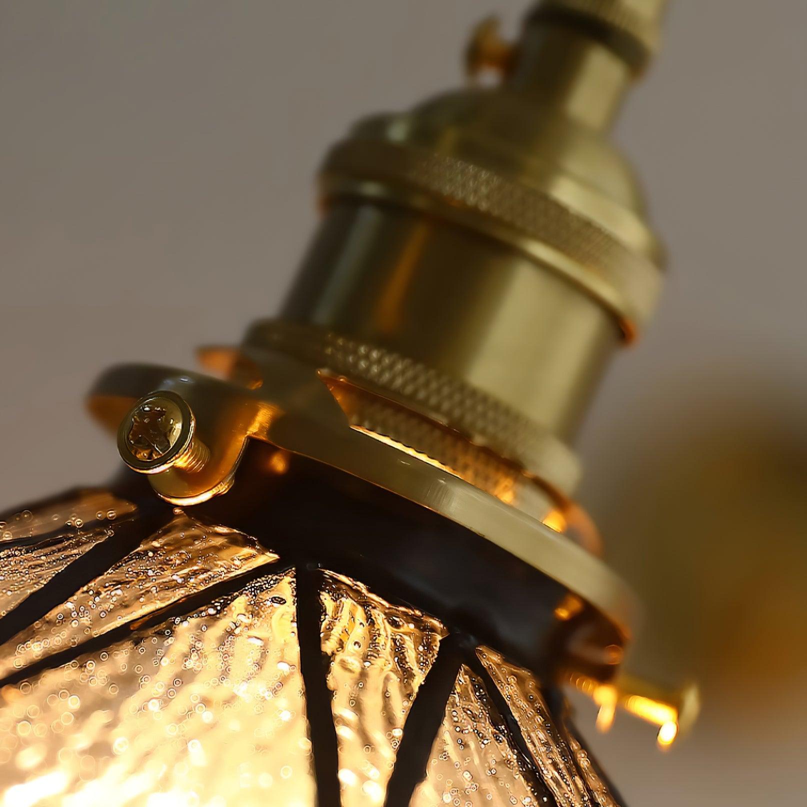 Wall Lamp Geometric Stained Glass Shade Vintage Brass Arm Pastoral - Neutralighting