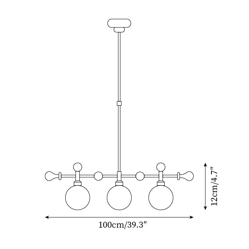 Chandelier Linear Globe LED/Incandescent for Dining Room Kitchen Island - Neutralighting
