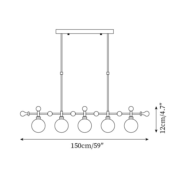 Chandelier Linear Globe LED/Incandescent for Dining Room Kitchen Island - Neutralighting