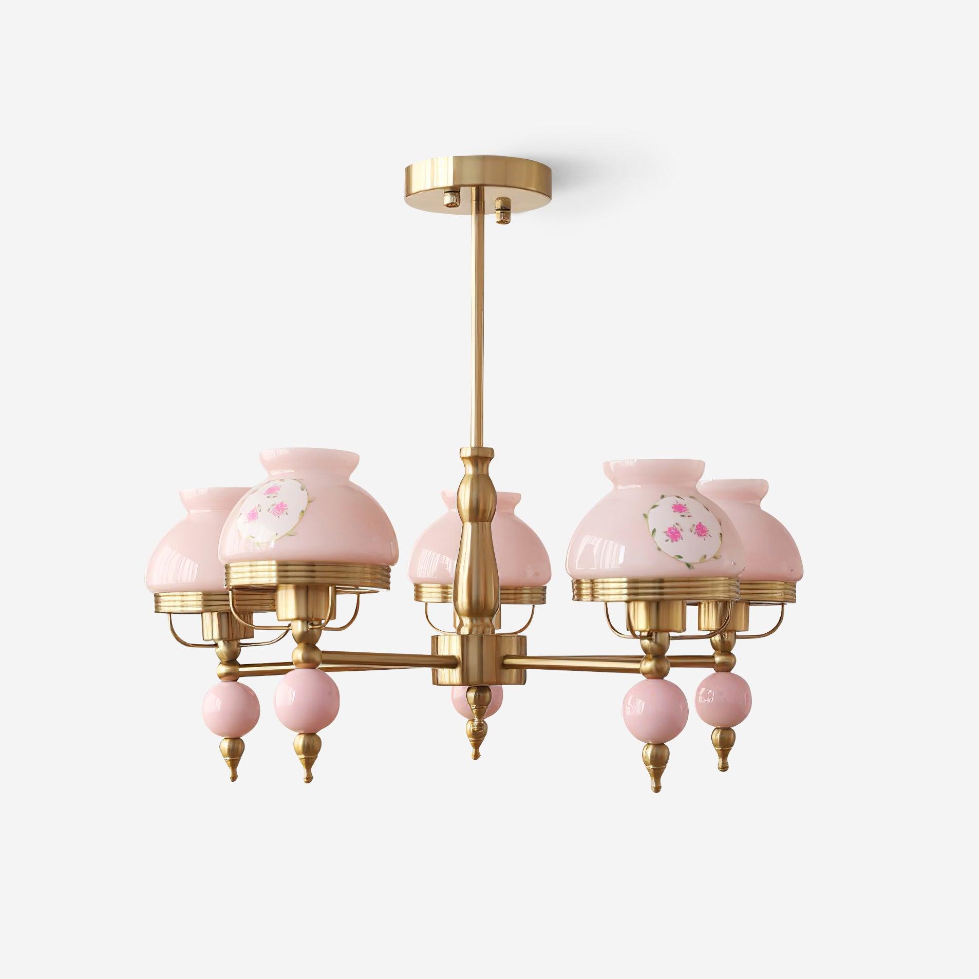 Chandelier Glass and Metal Fixture for Dining or Living Room Vintage - Neutralighting