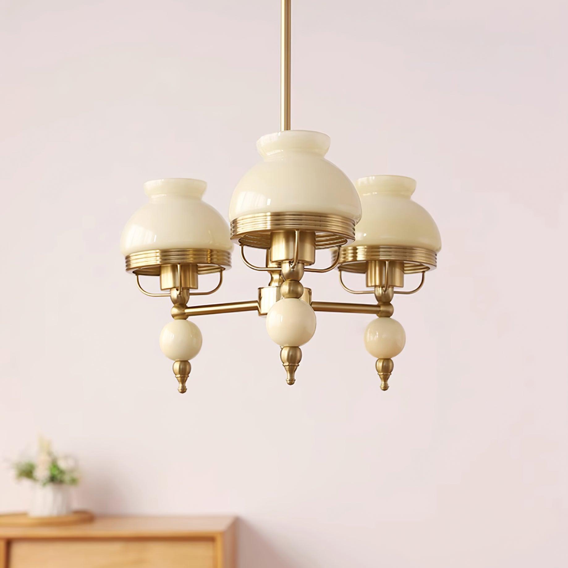 Chandelier Glass and Metal Fixture for Dining or Living Room Vintage - Neutralighting