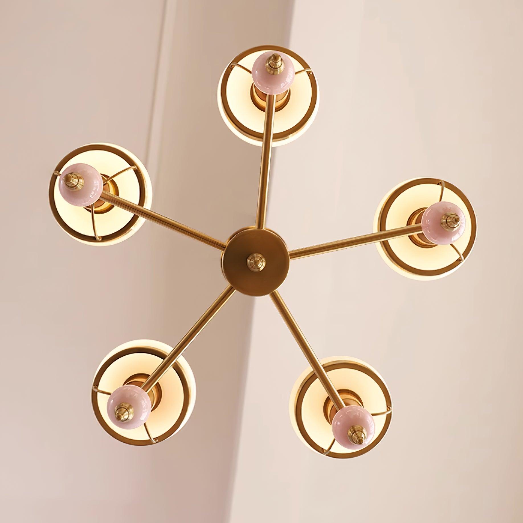 Chandelier Glass and Metal Fixture for Dining or Living Room Vintage - Neutralighting