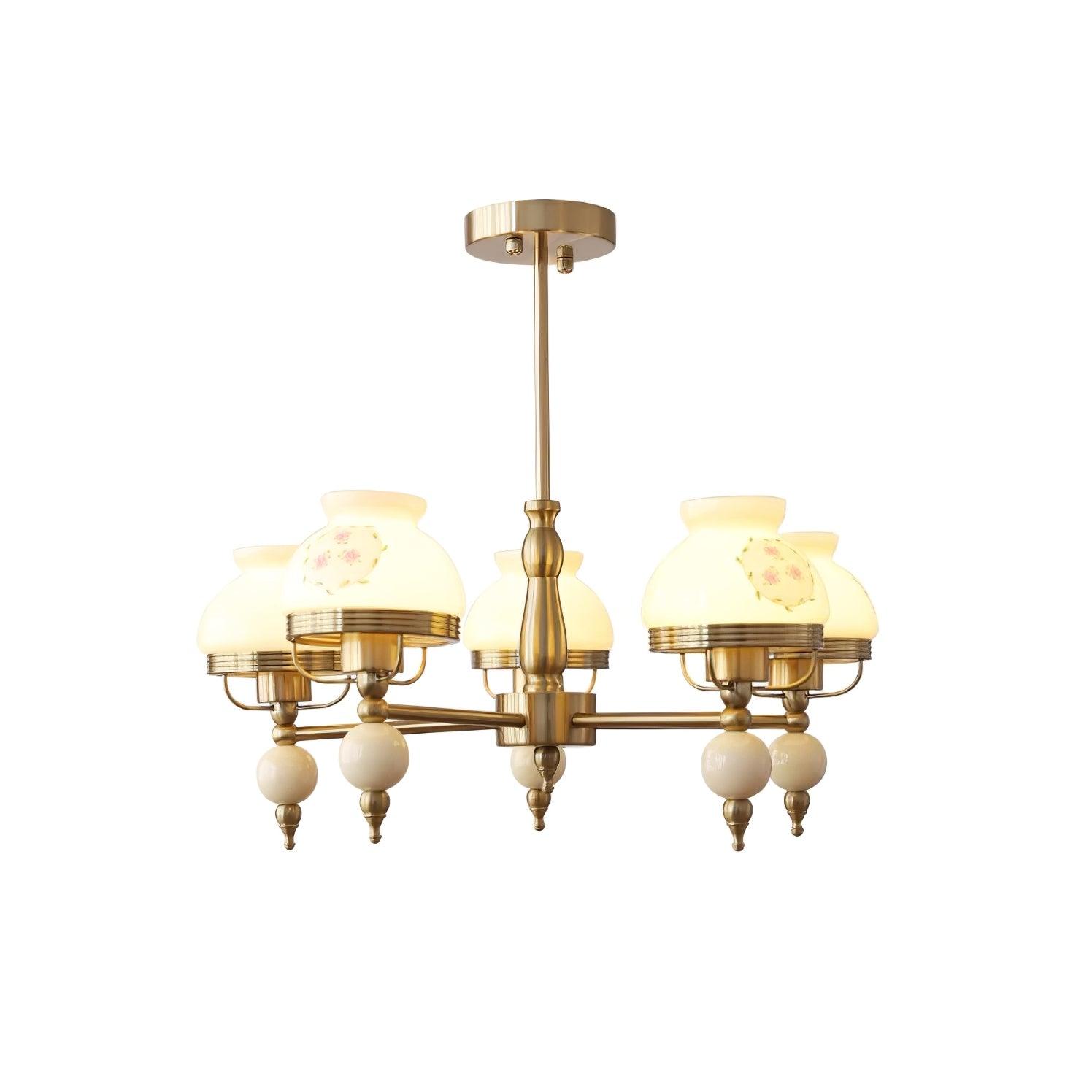 Chandelier Glass and Metal Fixture for Dining or Living Room Vintage - Neutralighting