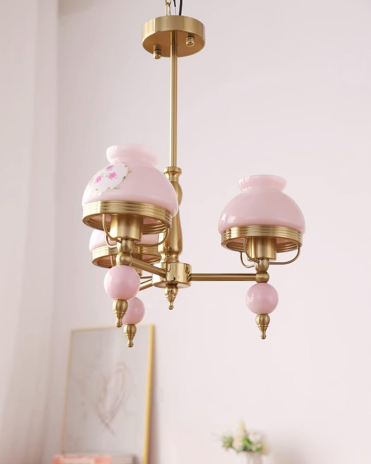 Chandelier Glass and Metal Fixture for Dining or Living Room Vintage - Neutralighting