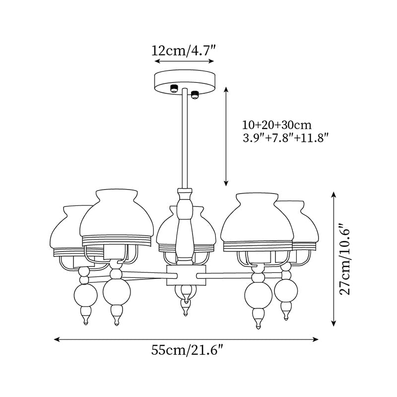 Chandelier Glass and Metal Fixture for Dining or Living Room Vintage - Neutralighting