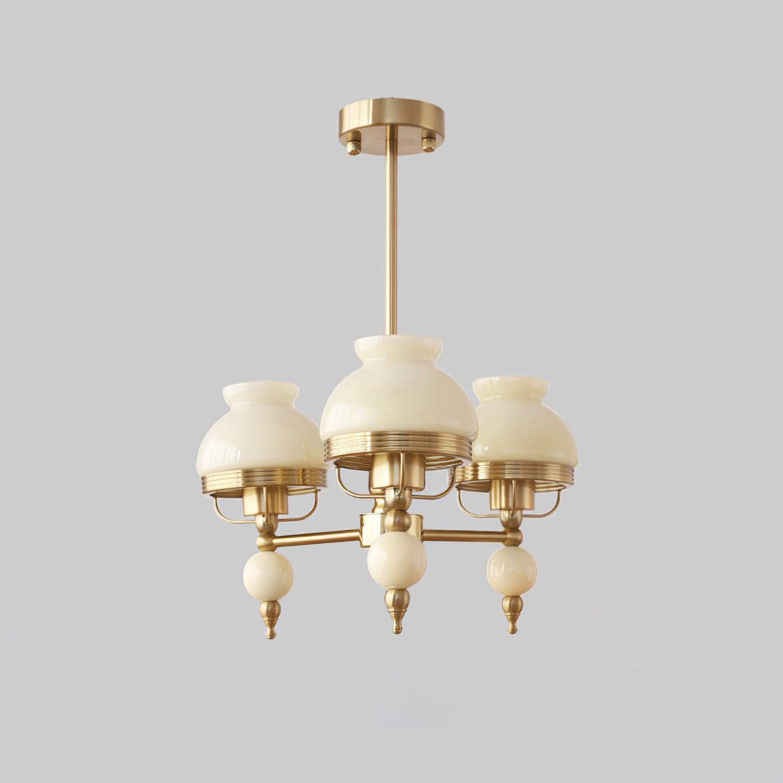 Chandelier Glass and Metal Fixture for Dining or Living Room Vintage - Neutralighting