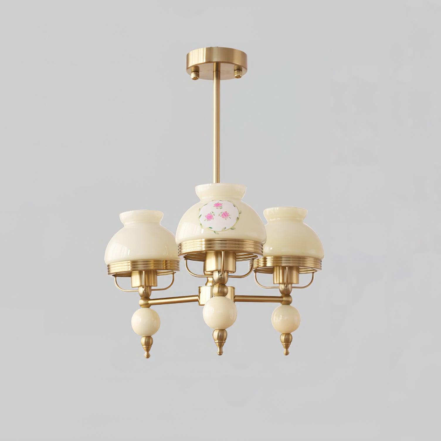 Chandelier Glass and Metal Fixture for Dining or Living Room Vintage - Neutralighting