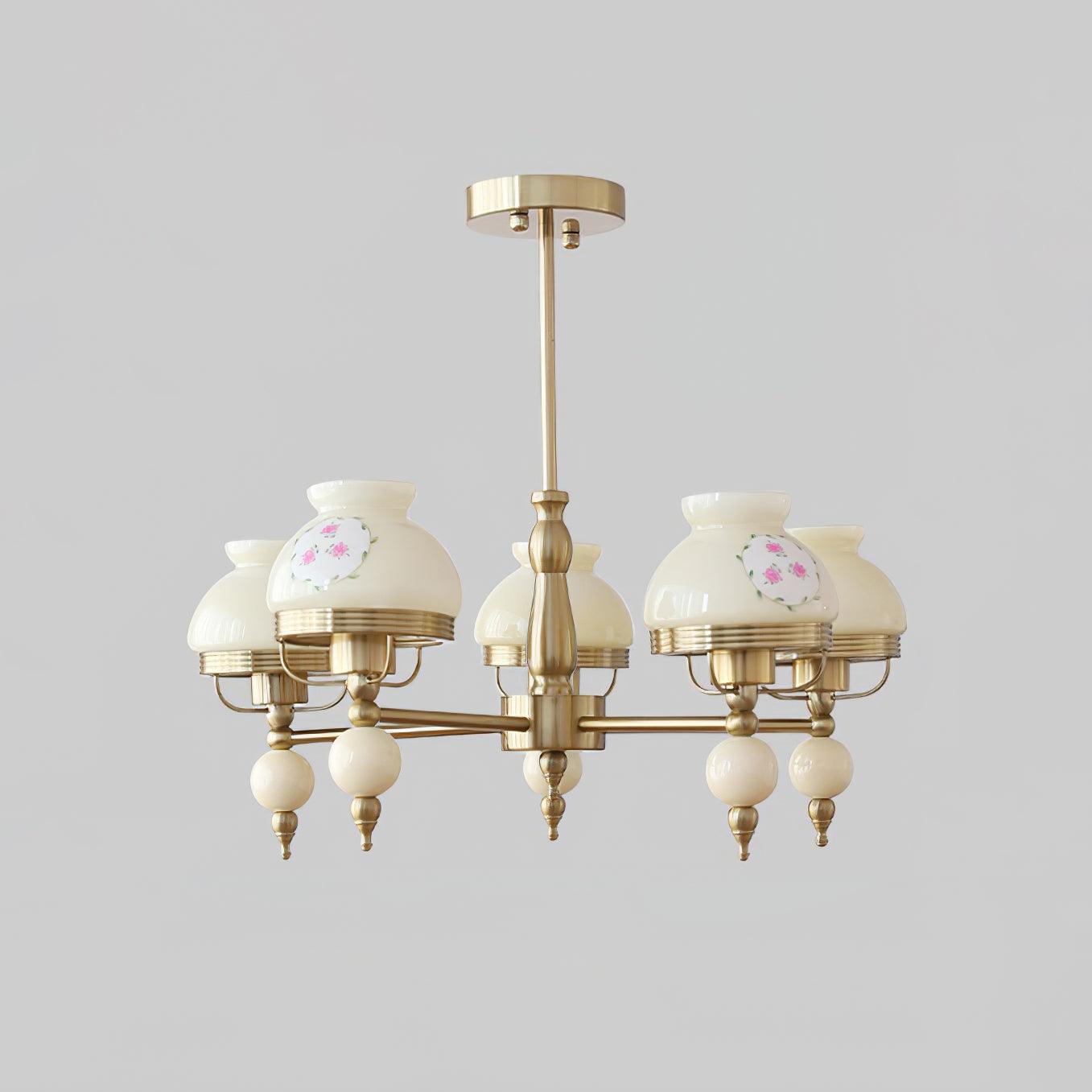 Chandelier Glass and Metal Fixture for Dining or Living Room Vintage - Neutralighting